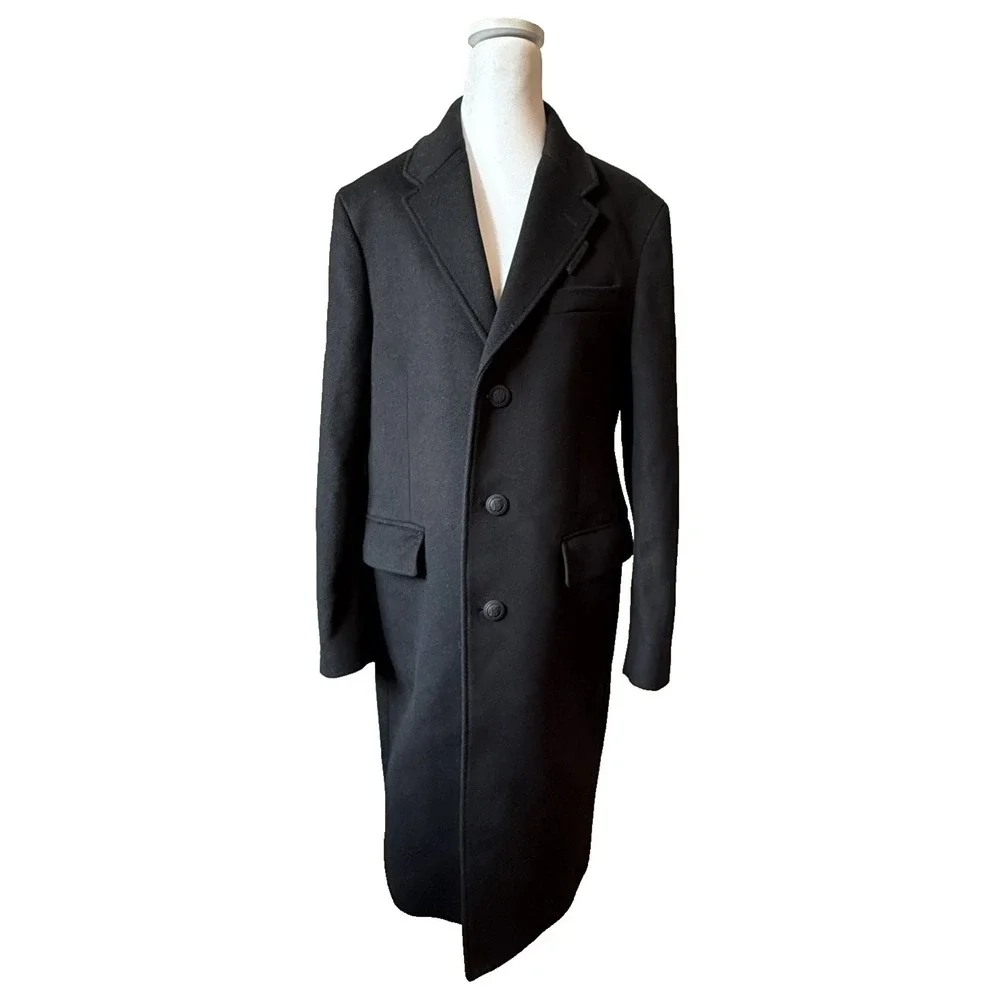Burberry London England Wool Cashmere Chesterfield Coat 48 38 Blk Velvet Collar - Picture 1 of 16